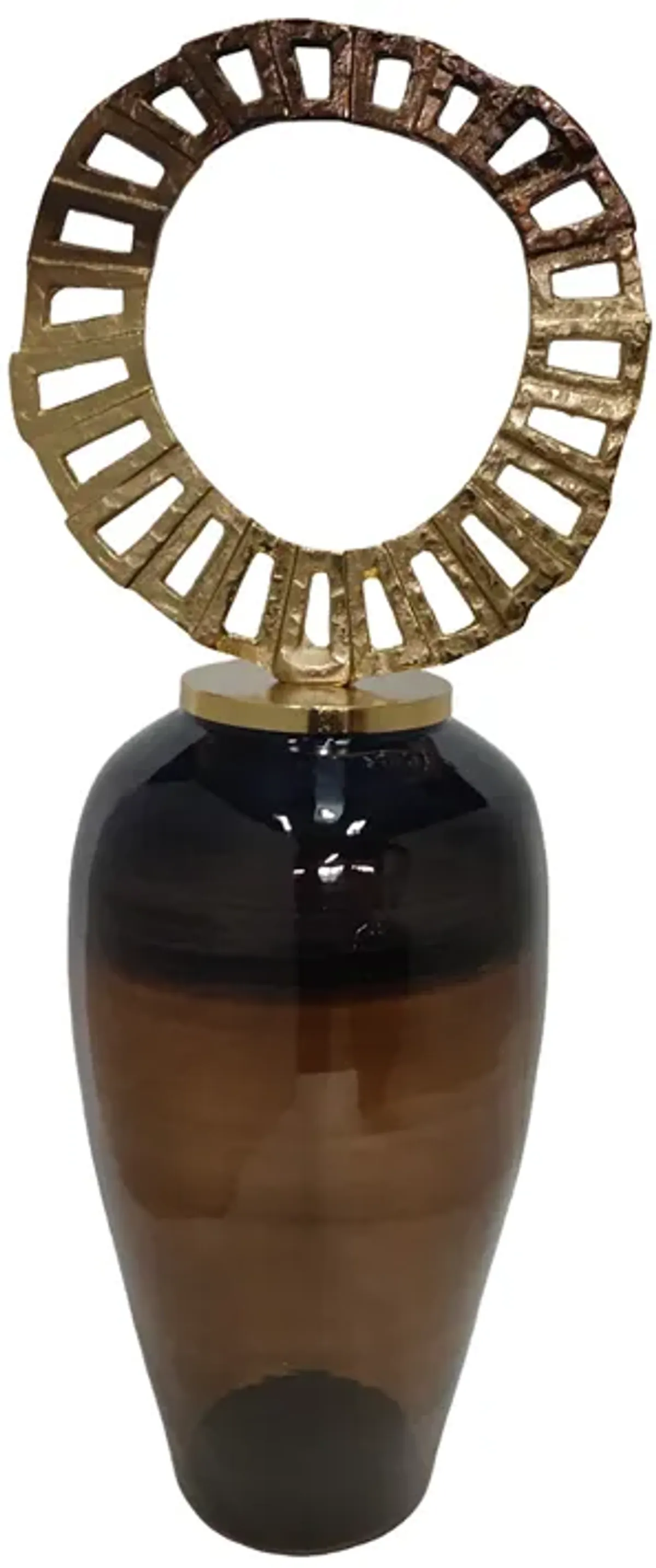 Glass, 35" Vase With Crown Top, Brown