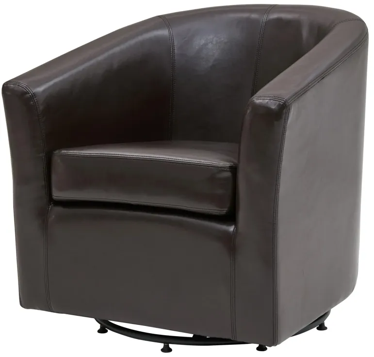 hayden swivel bonded leather accent arm chair, brown