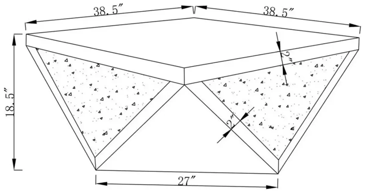 Amore Square Coffee Table with Triangle Detailing Silver and Clear Mirror