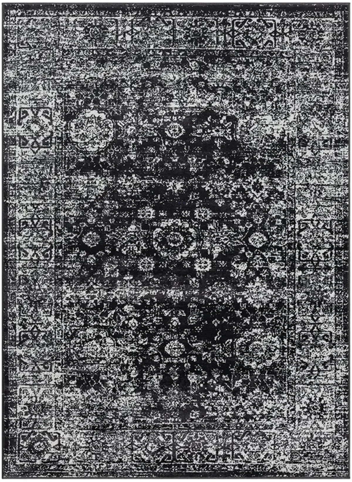 Madison Park Chadwick Black/Cream Distressed Vintage Persian Woven Area Rug