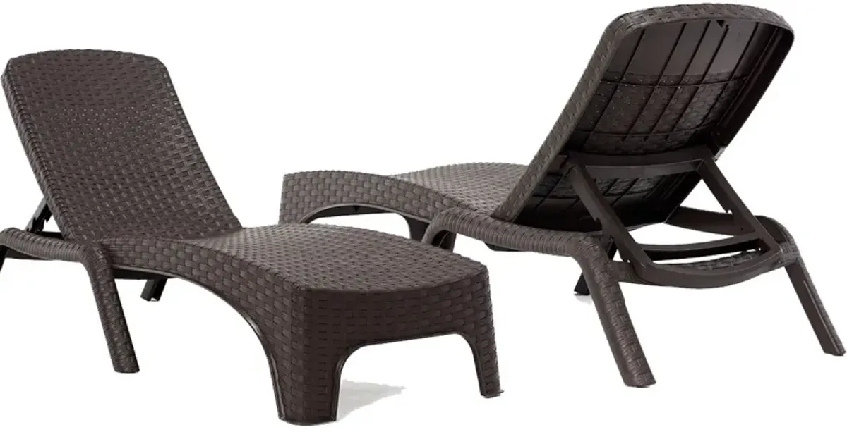 Roma Set of 2 Chaise Lounger-Brown