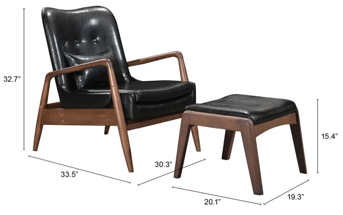 Bully Lounge Chair & Ottoman Black