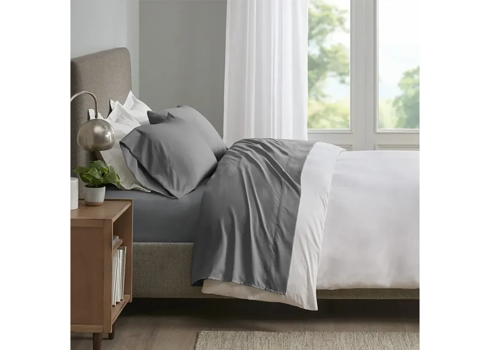 Sleep Philosophy Smart Cool Microfiber Grey Sheet Set