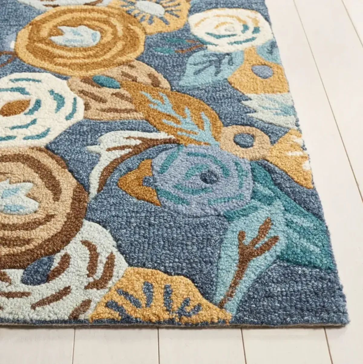 CHELSEA HOOKED RUG 292 BLUE  2'-3' x 8' Runner Rug