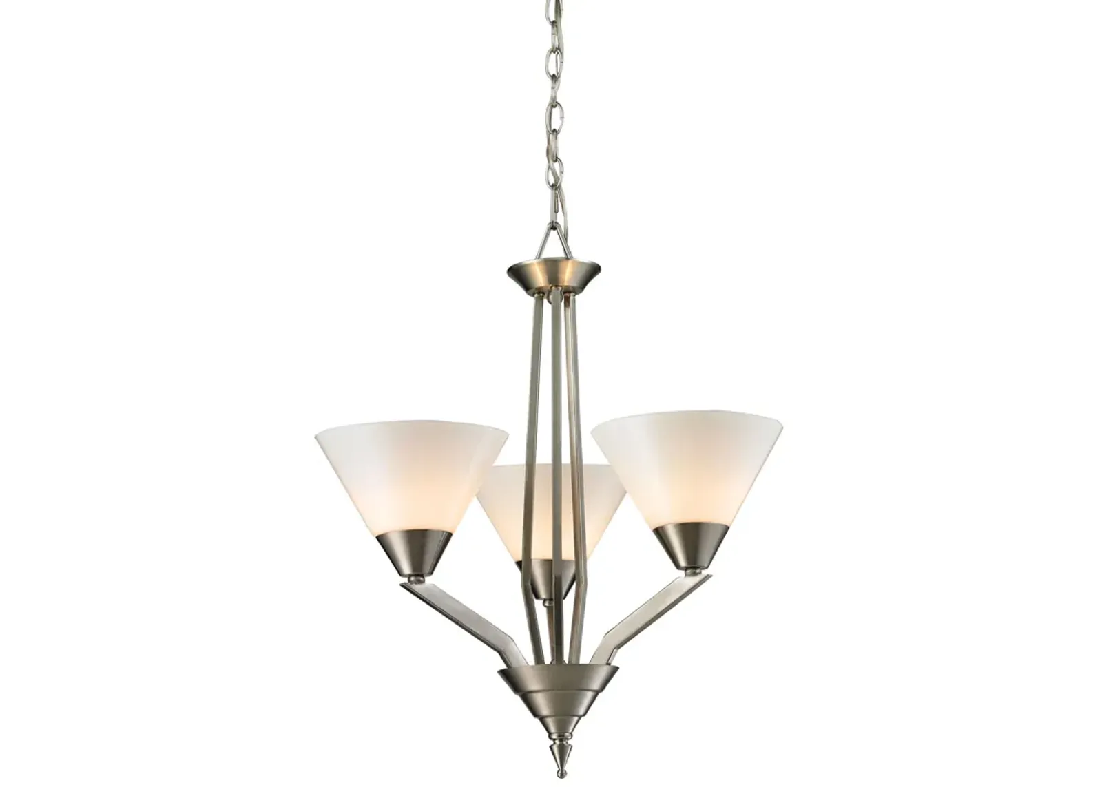 Tribecca 3-Light Chandelier in Brushed Nickel with White Glass