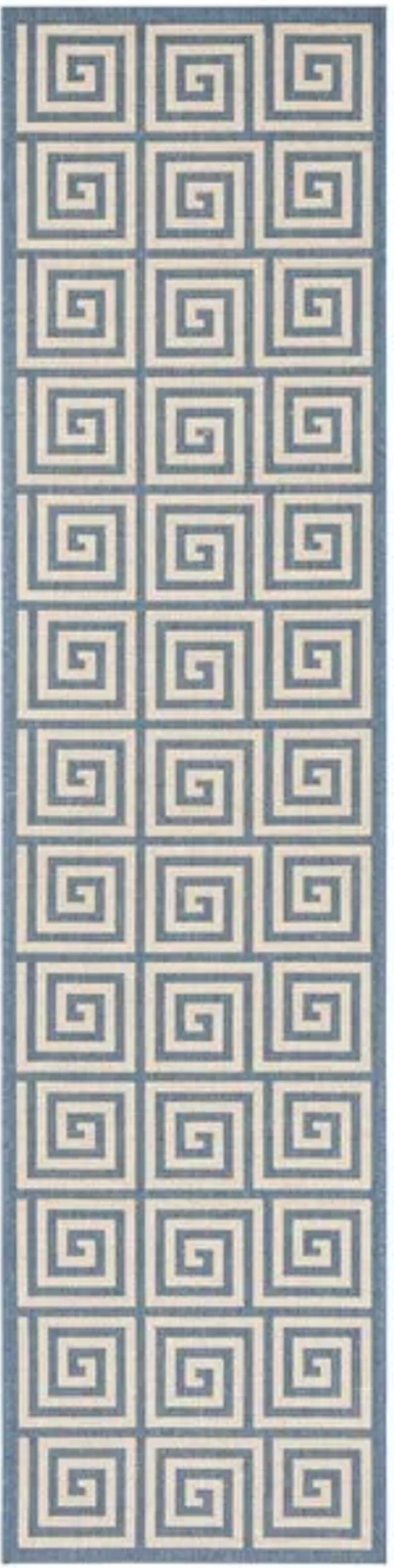 LINDEN 129 Collection LND129N-28 Cream / Blue 2'-2" X 8'