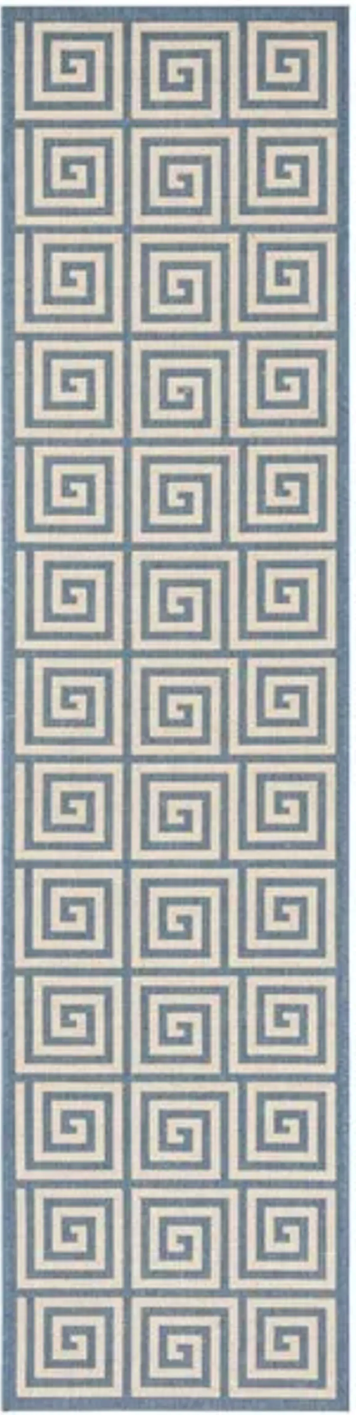 LINDEN 129 Collection LND129N-28 Cream / Blue 2'-2" X 8'