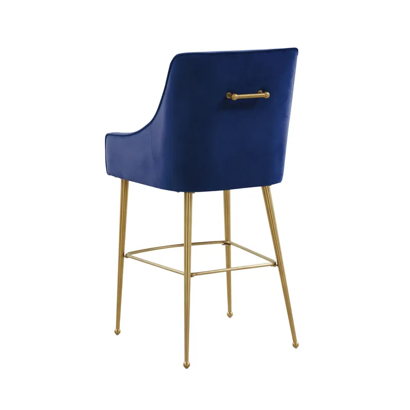 Beatrix Navy Velvet Counter Stool - Gold Legs