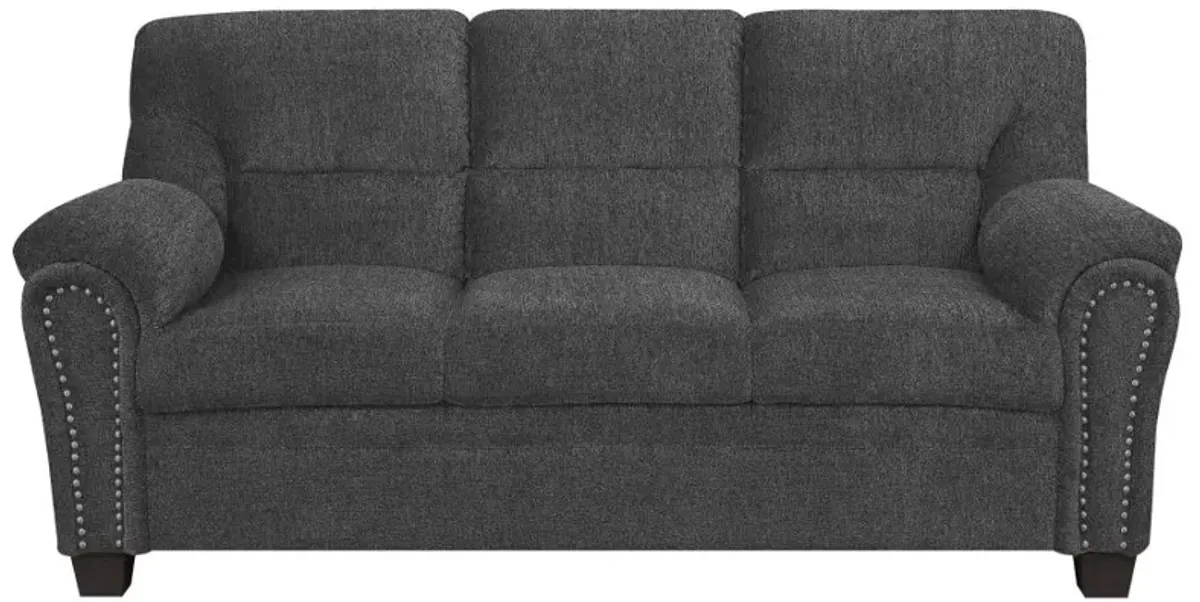 Clementine Upholstered Sofa with Nailhead Trim Grey