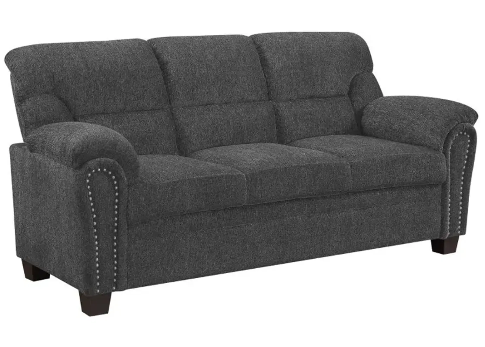 Clementine Upholstered Sofa with Nailhead Trim Grey