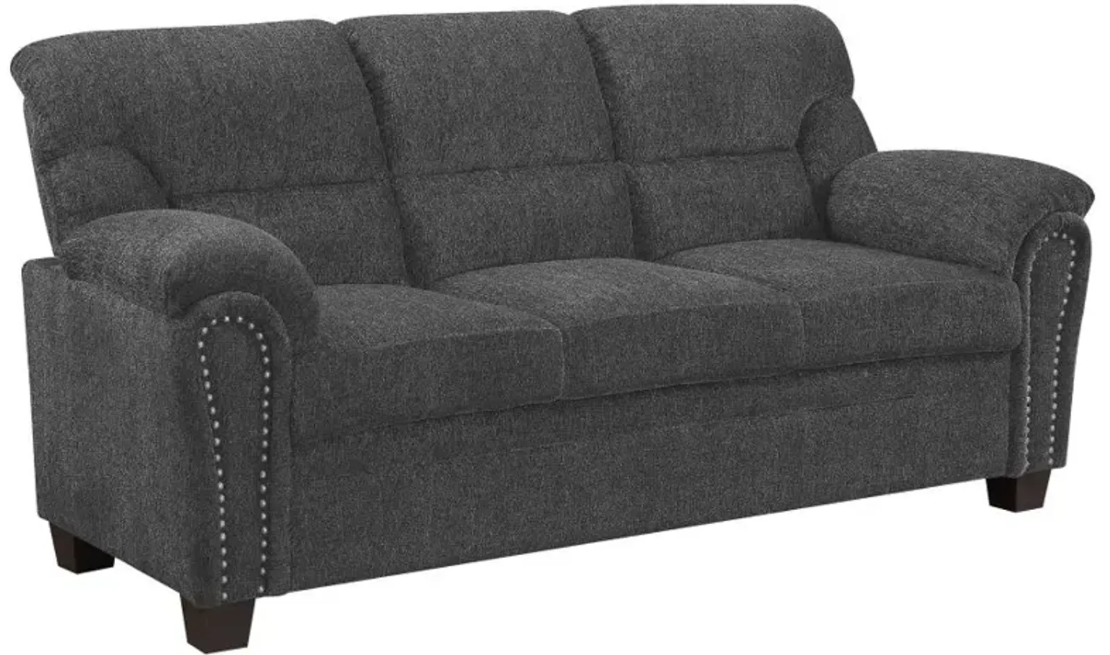 Clementine Upholstered Sofa with Nailhead Trim Grey