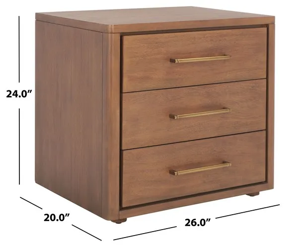 Rosey 3 Drawer Wood Nightstand