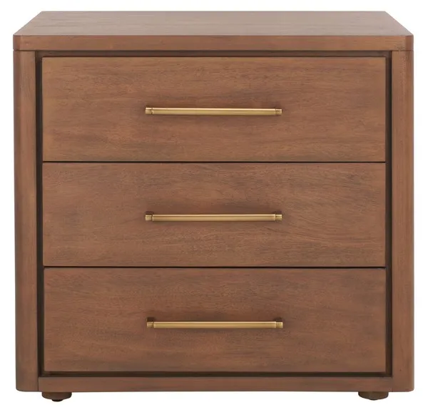 Rosey 3 Drawer Wood Nightstand