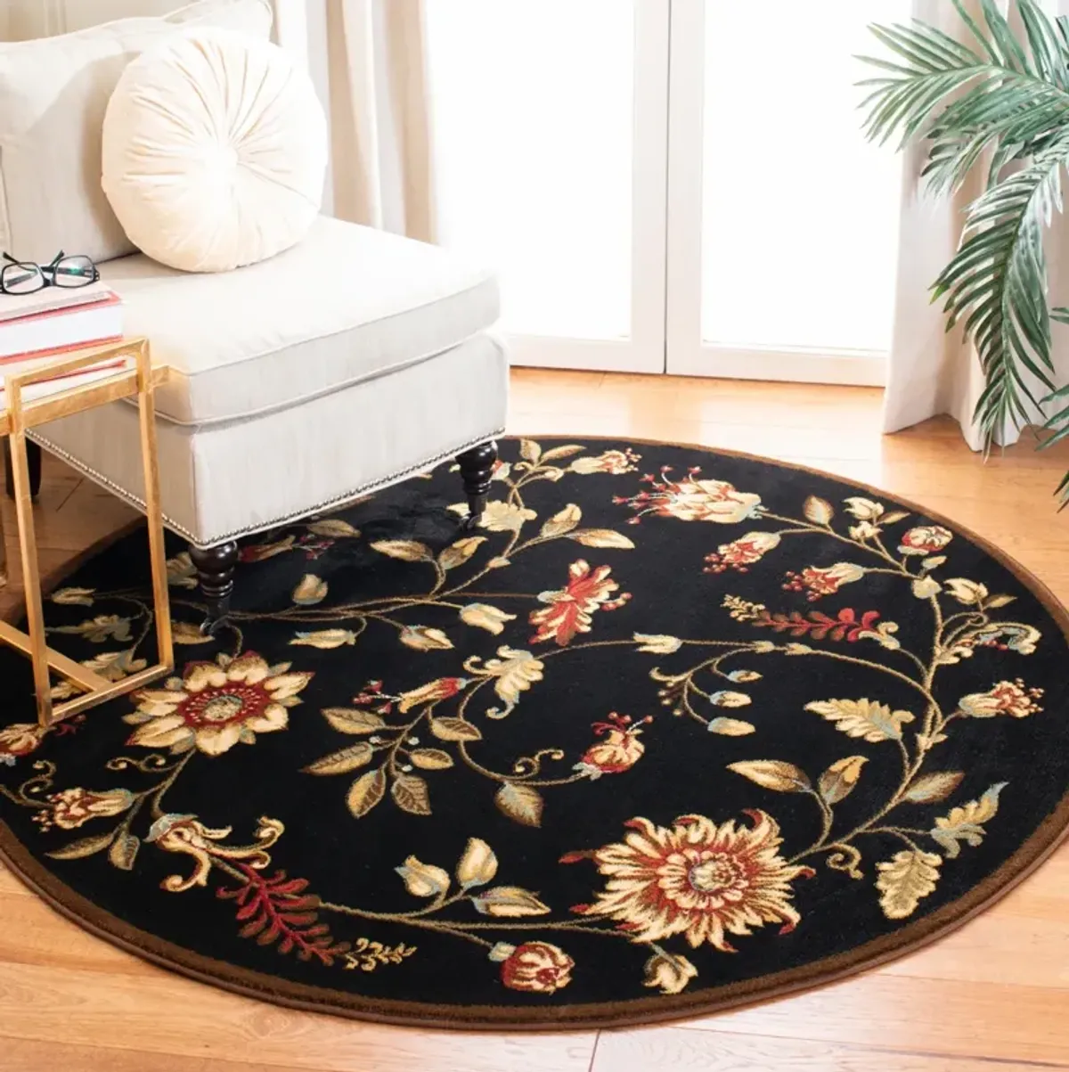 LNH552 BLACK  6'-7' x 6'-7' Round Round Rug