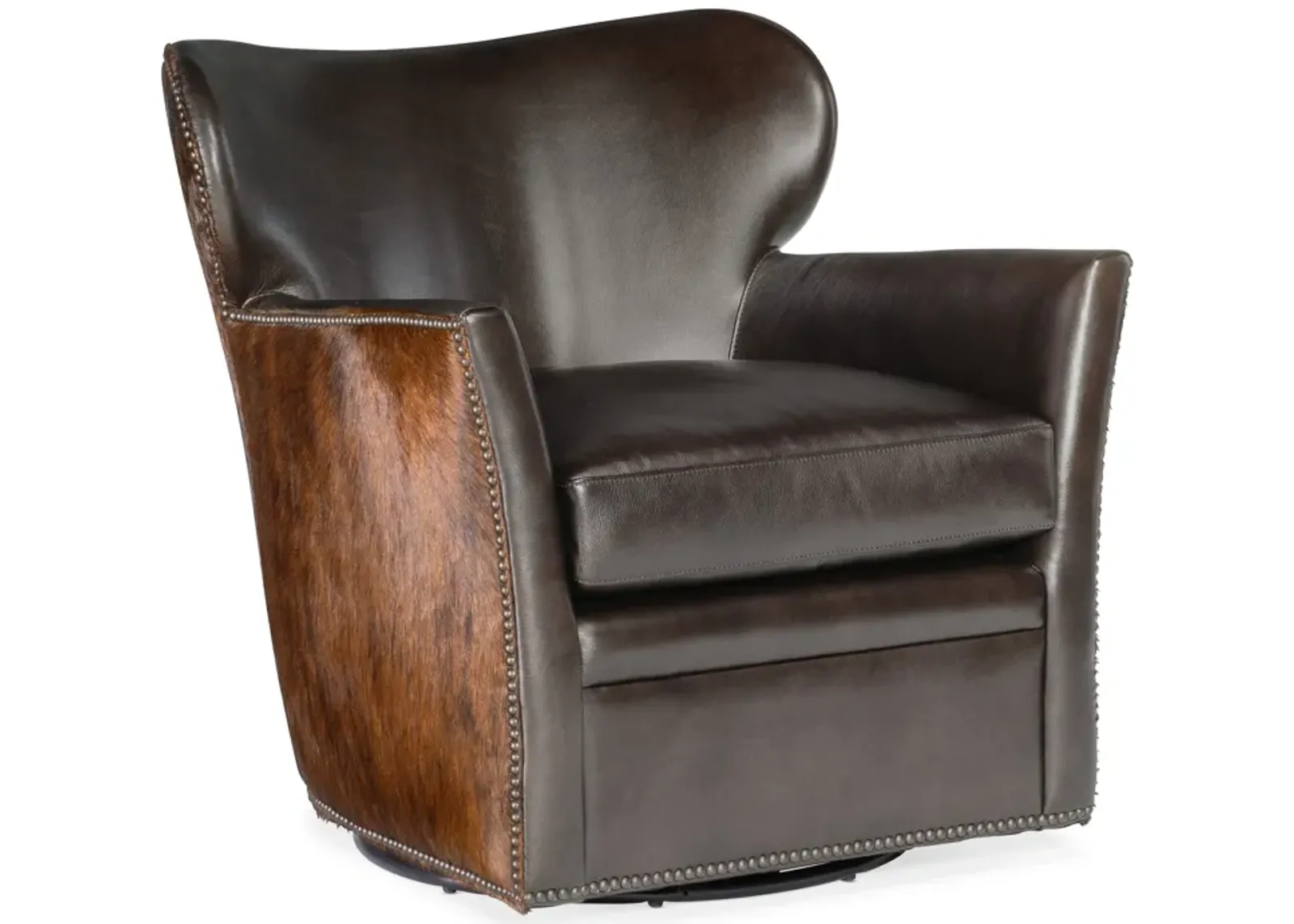 Kato Leather Swivel Chair w/ Dark HOH