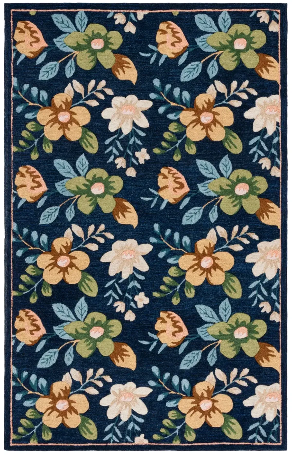 BLOSSOM 571 NAVY  4' x 6' Small Rectangle Rug