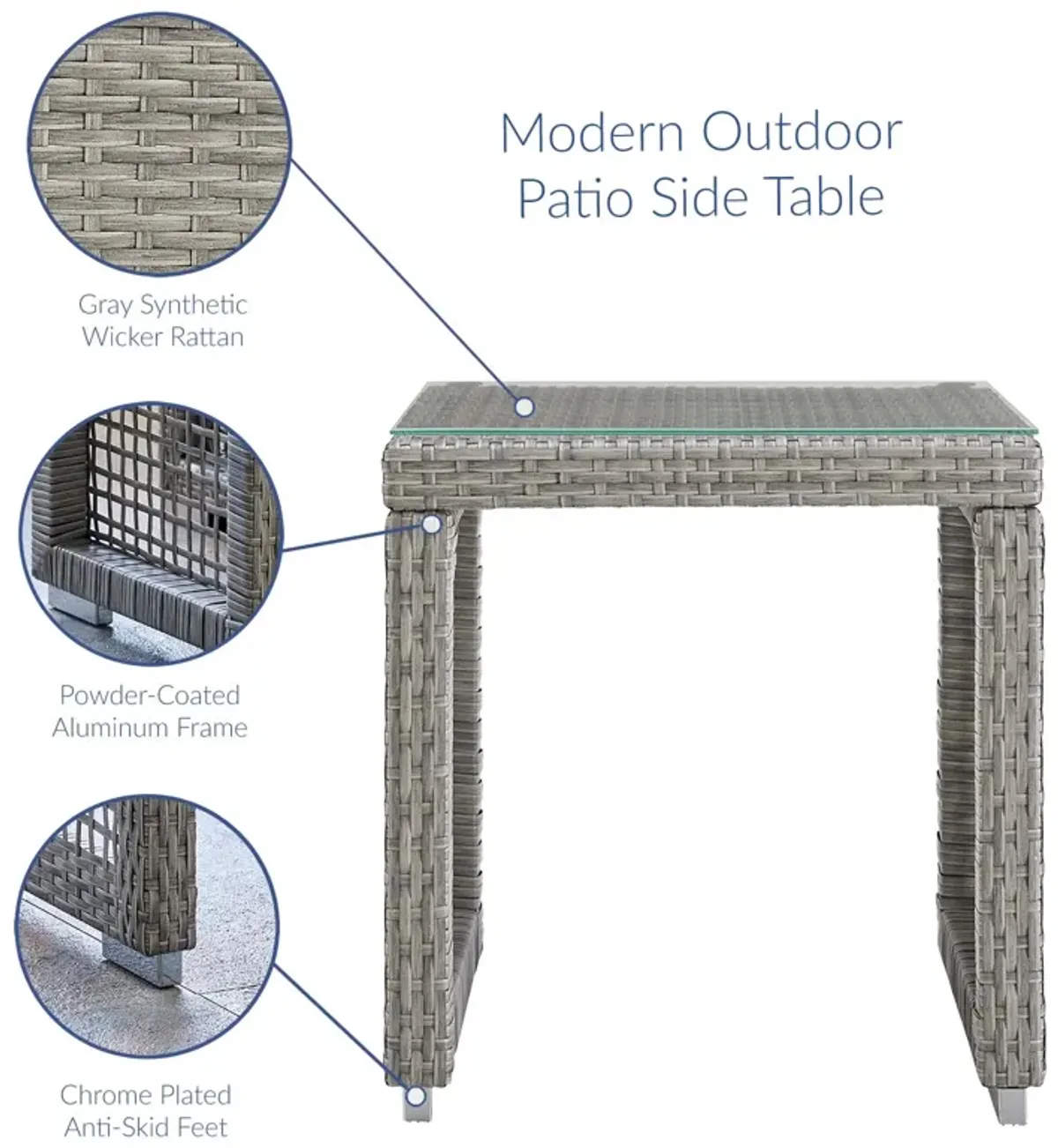 Aura Outdoor Patio Wicker Rattan Side Table