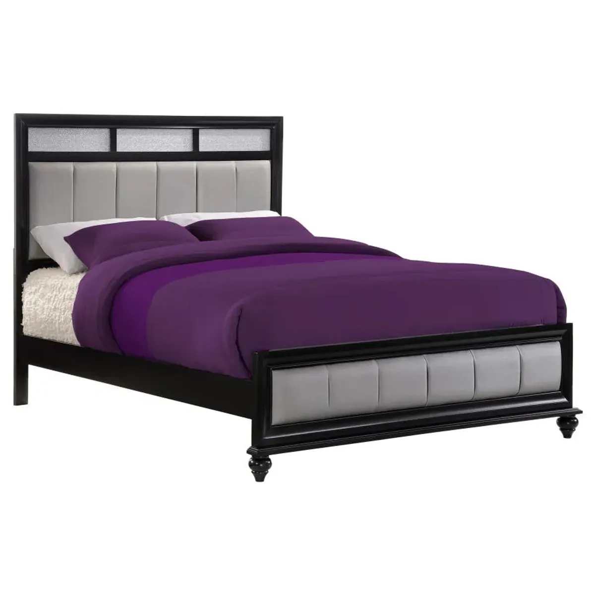 Barzini Queen Upholstered Bed Black and Grey