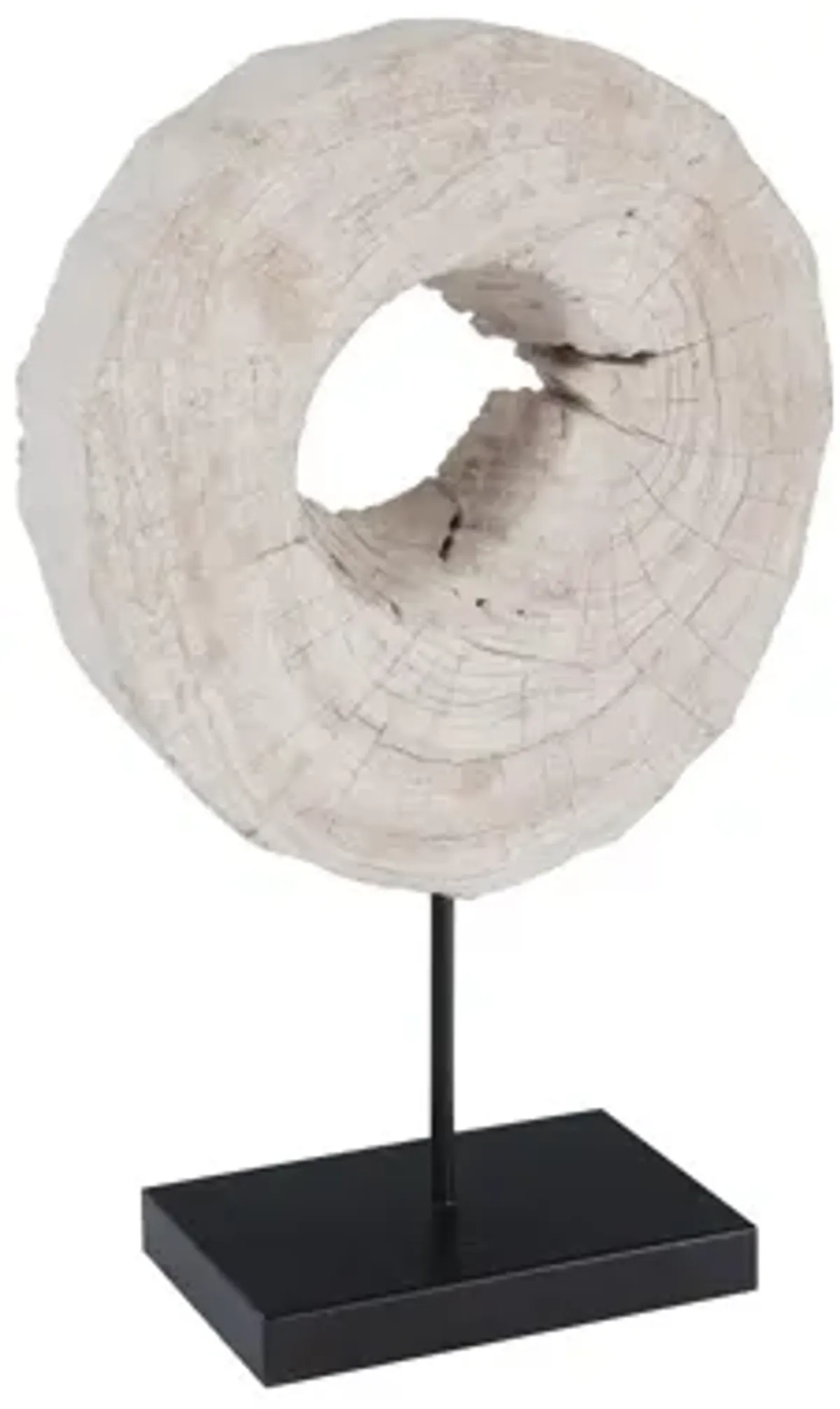 Eroded Wood Circle Sculpture on Stand , Assorted