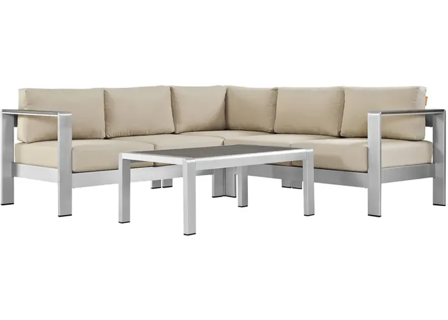 Shore 4 Piece Outdoor Patio Aluminum Sectional Sofa Set