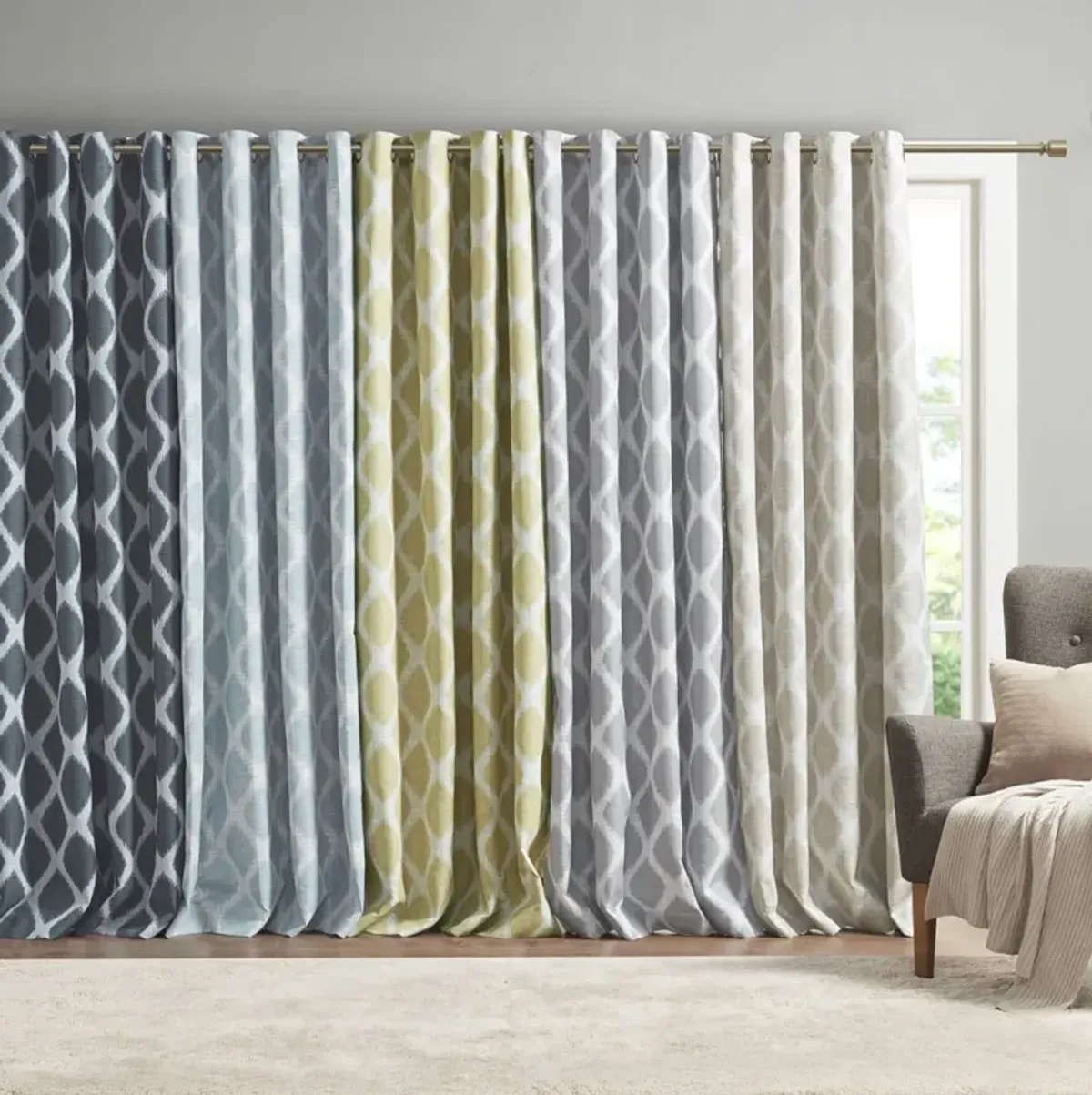 SunSmart Blakesly Taupe Printed Ikat Blackout Curtain Panel