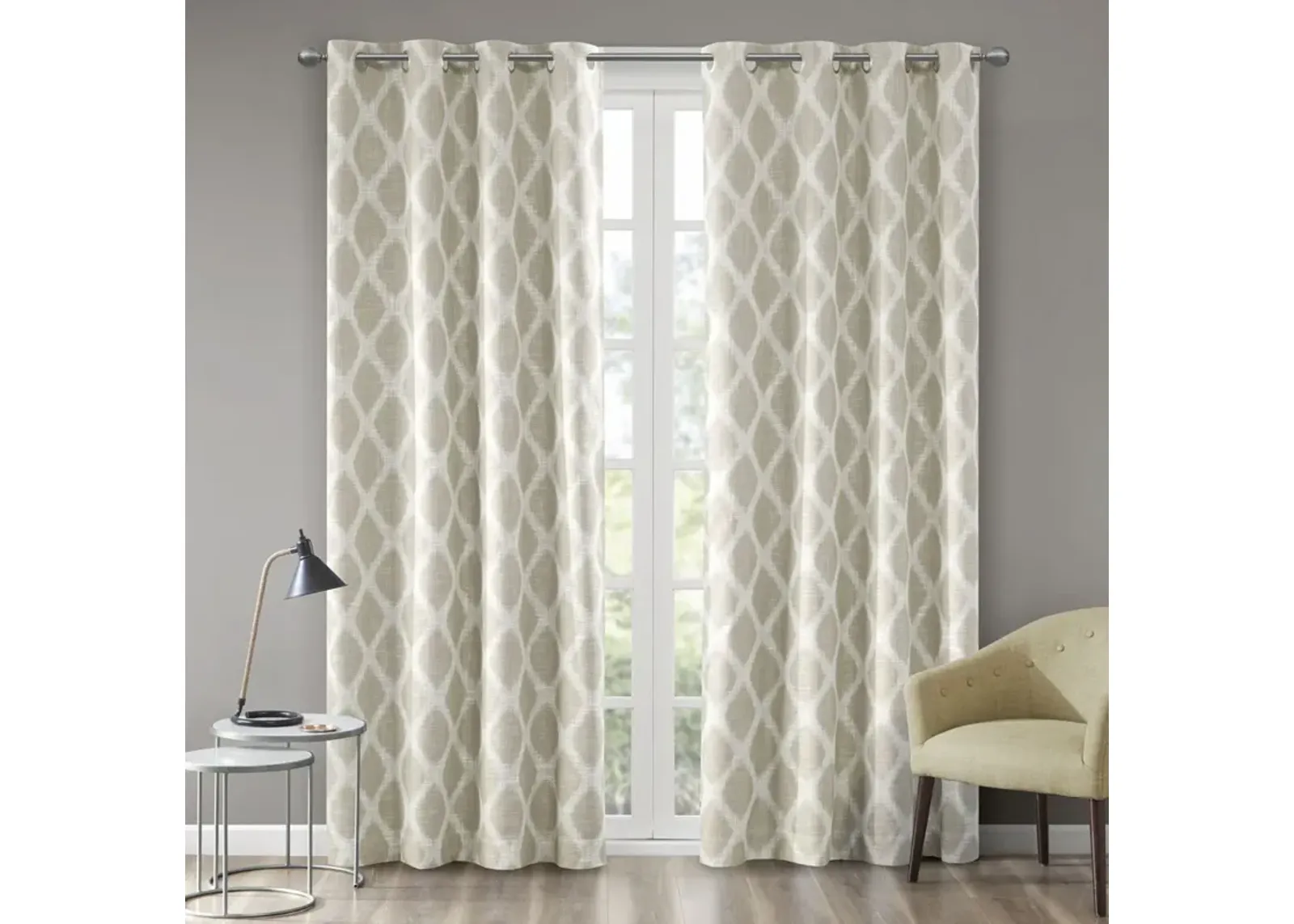 SunSmart Blakesly Taupe Printed Ikat Blackout Curtain Panel