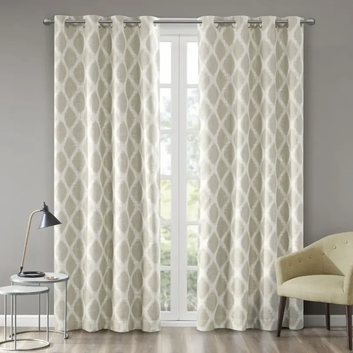 SunSmart Blakesly Taupe Printed Ikat Blackout Curtain Panel