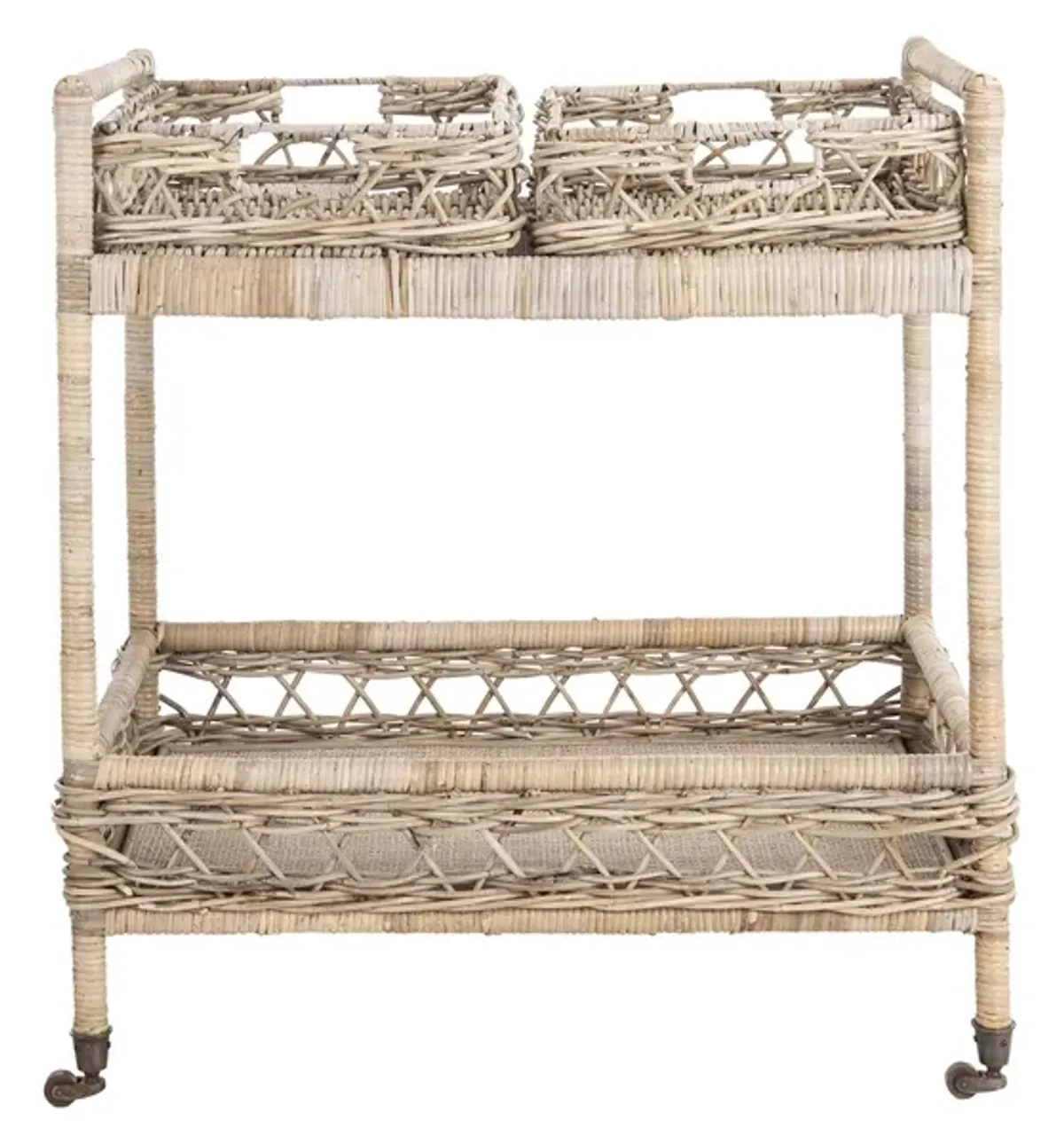 AMBROSE 2 TIER RATTAN BAR CART