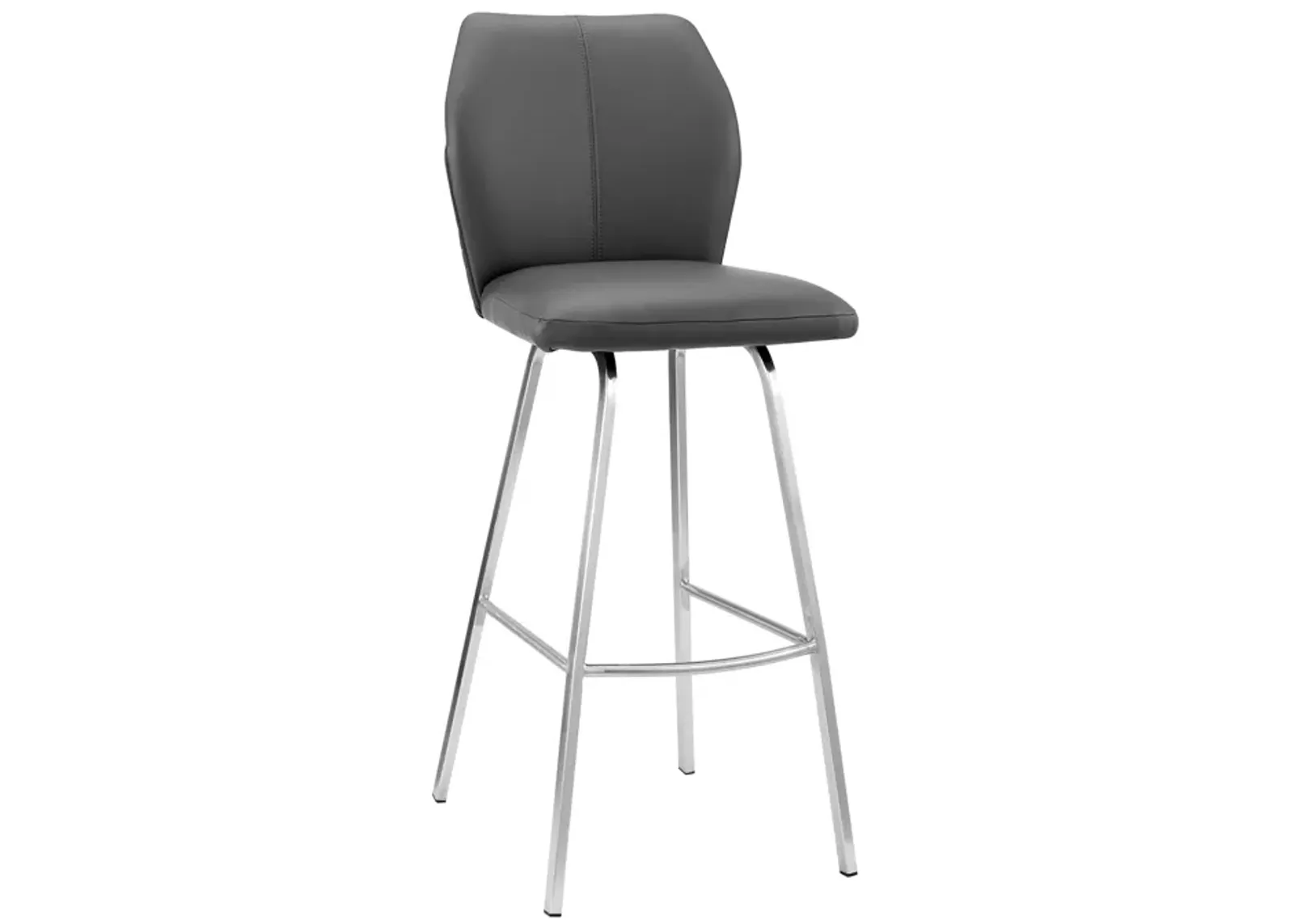 Tandy Gray Faux Leather and Brushed Stainless Steel 26" Counter Stool