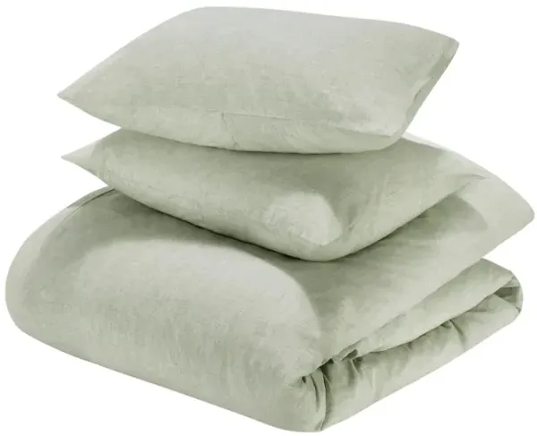 Jayson 3-Piece Linen Blend Fabric Sage Queen Duvet Set