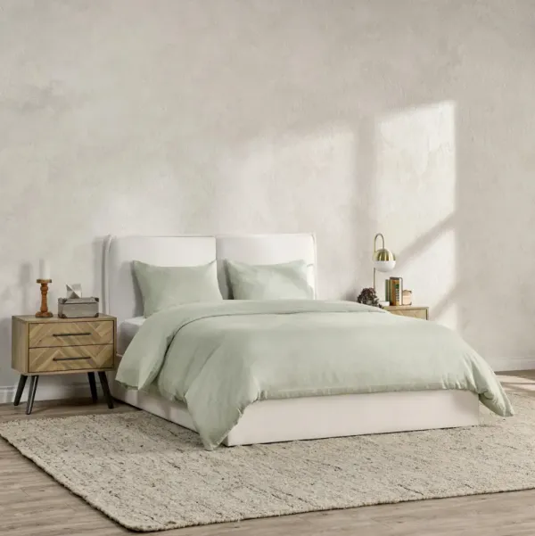 Jayson 3-Piece Linen Blend Fabric Sage Queen Duvet Set