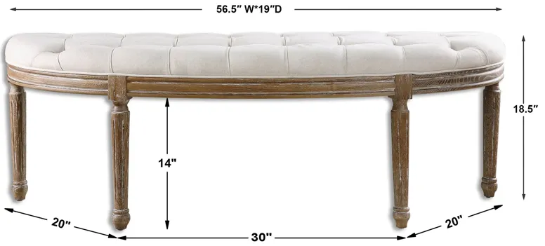 Leggett Tufted White Bench