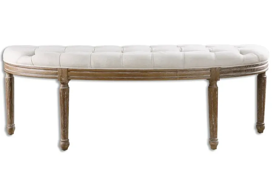 Leggett Tufted White Bench