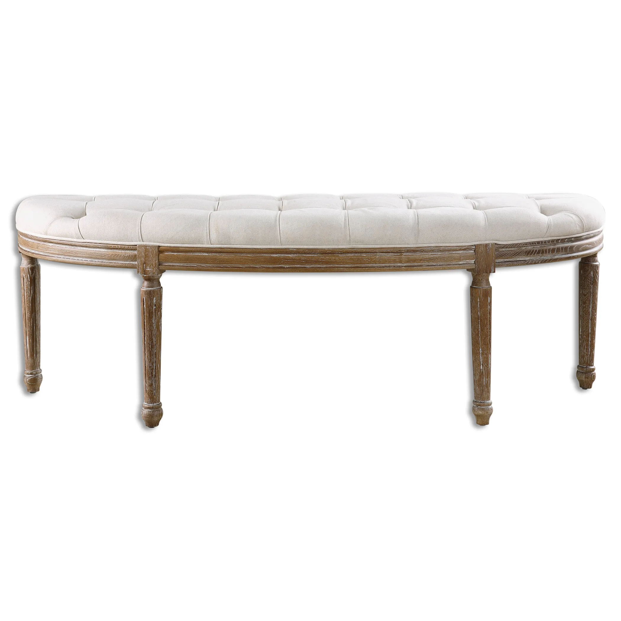 Leggett Tufted White Bench