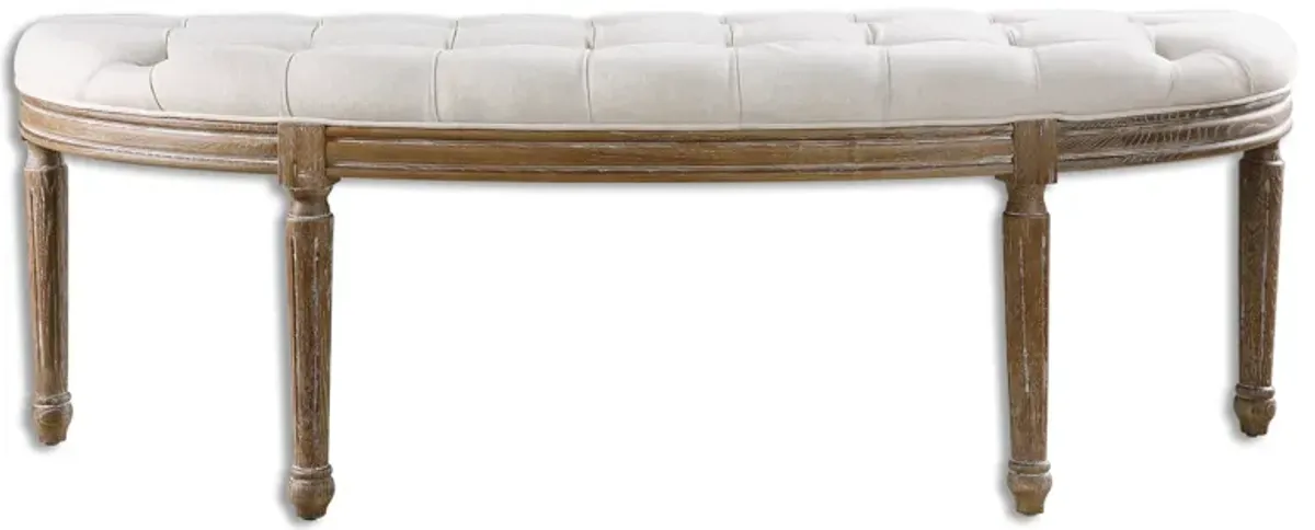 Leggett Tufted White Bench