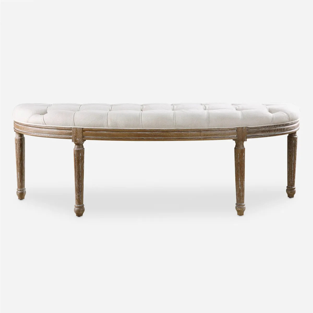 Leggett Tufted White Bench