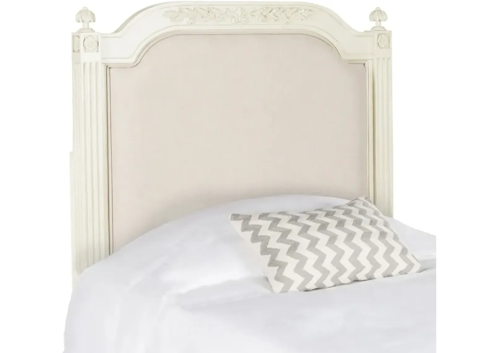 Rustic Wood Beige Linen Twin Headboard