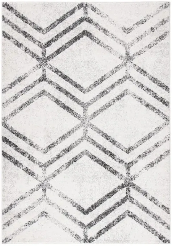 ADIRONDACK Contemporary Ivory / Grey 6' X 6' Square Powerloomed Rug