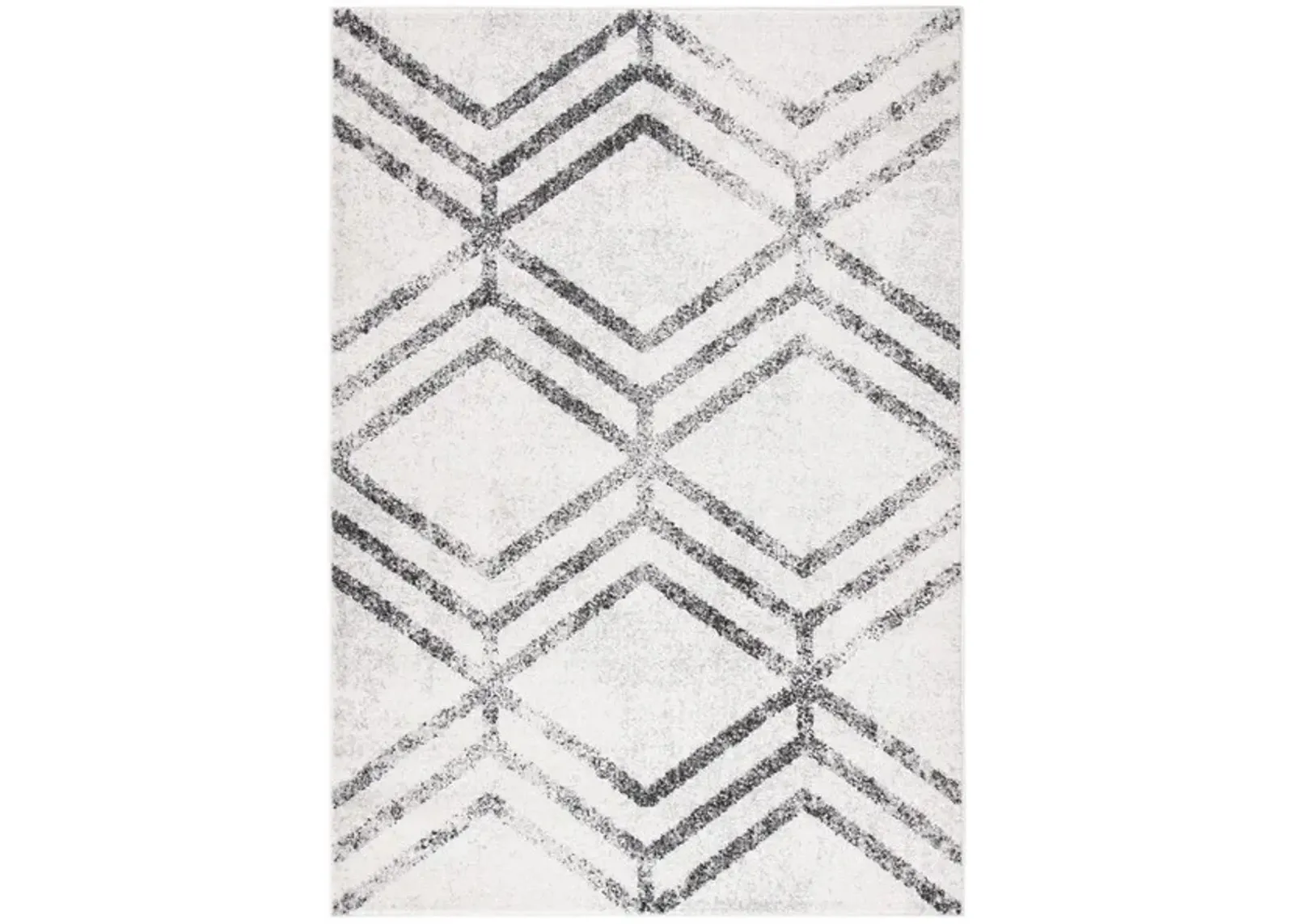 ADIRONDACK Contemporary Ivory / Grey 6' X 6' Square Powerloomed Rug