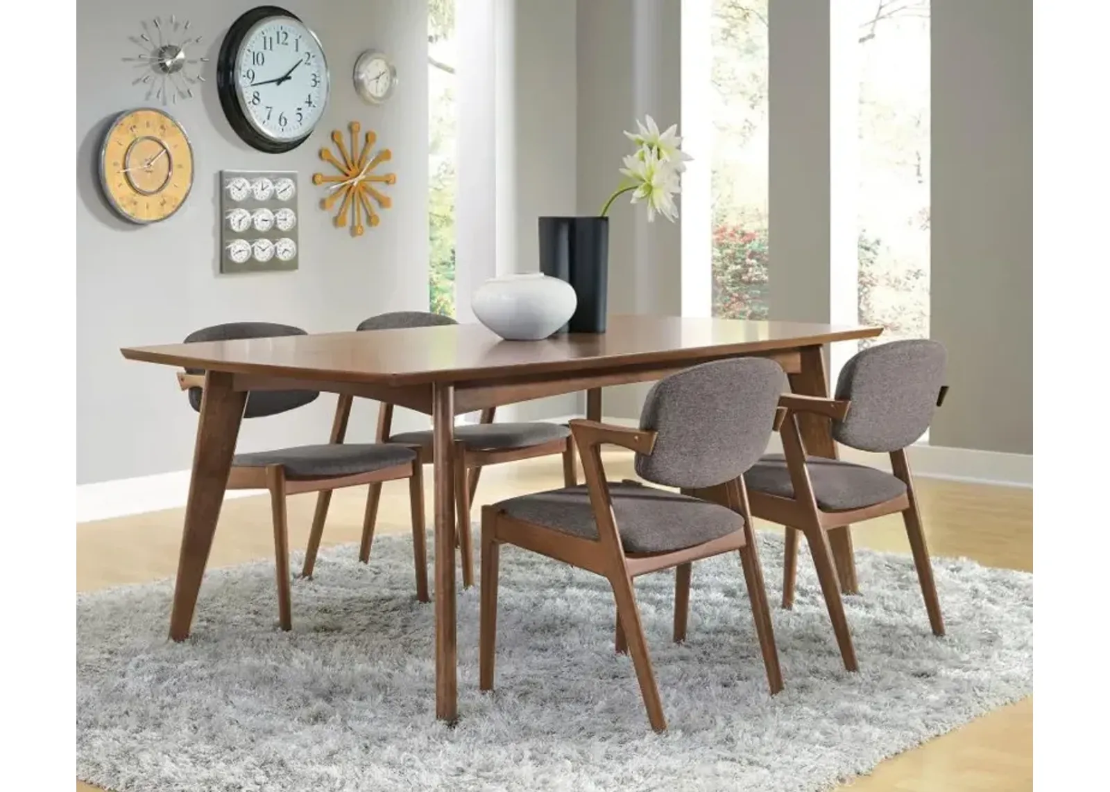 Malone 5-piece Dining Room Set Dark Walnut and Grey