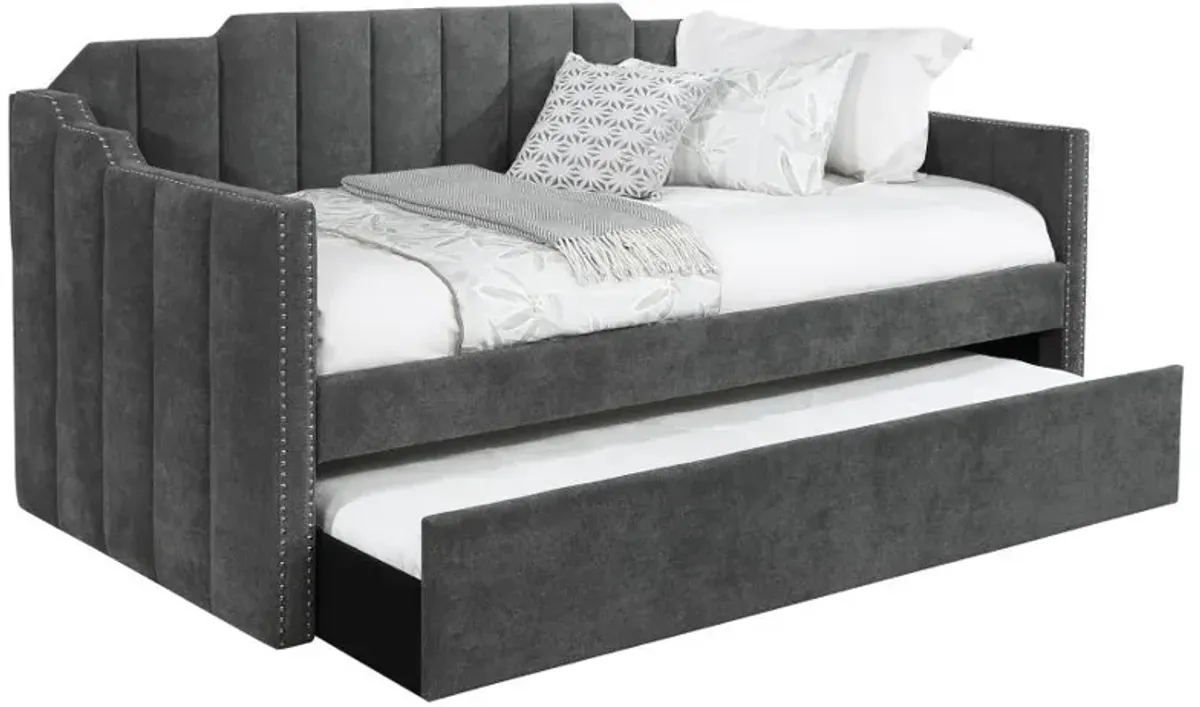 Kingston Upholstered Twin Daybed with Trundle Charcoal