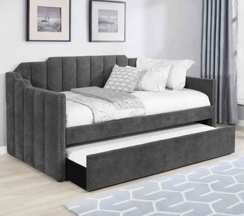 Kingston Upholstered Twin Daybed with Trundle Charcoal