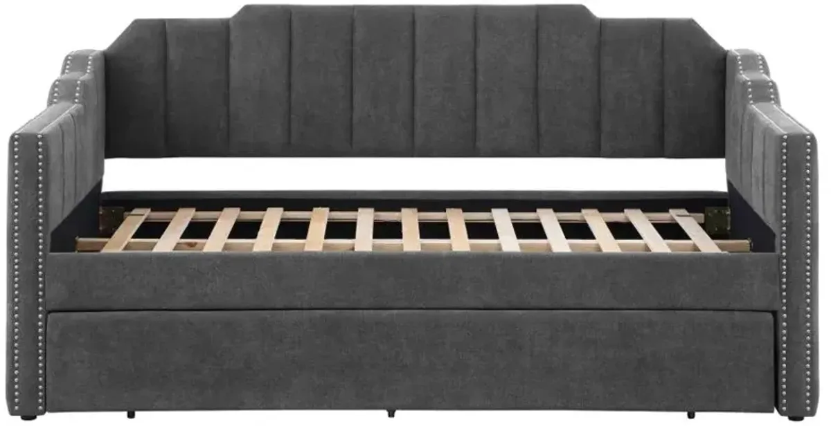 Kingston Upholstered Twin Daybed with Trundle Charcoal