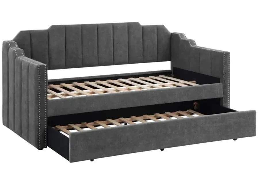 Kingston Upholstered Twin Daybed with Trundle Charcoal