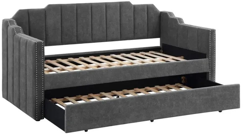 Kingston Upholstered Twin Daybed with Trundle Charcoal