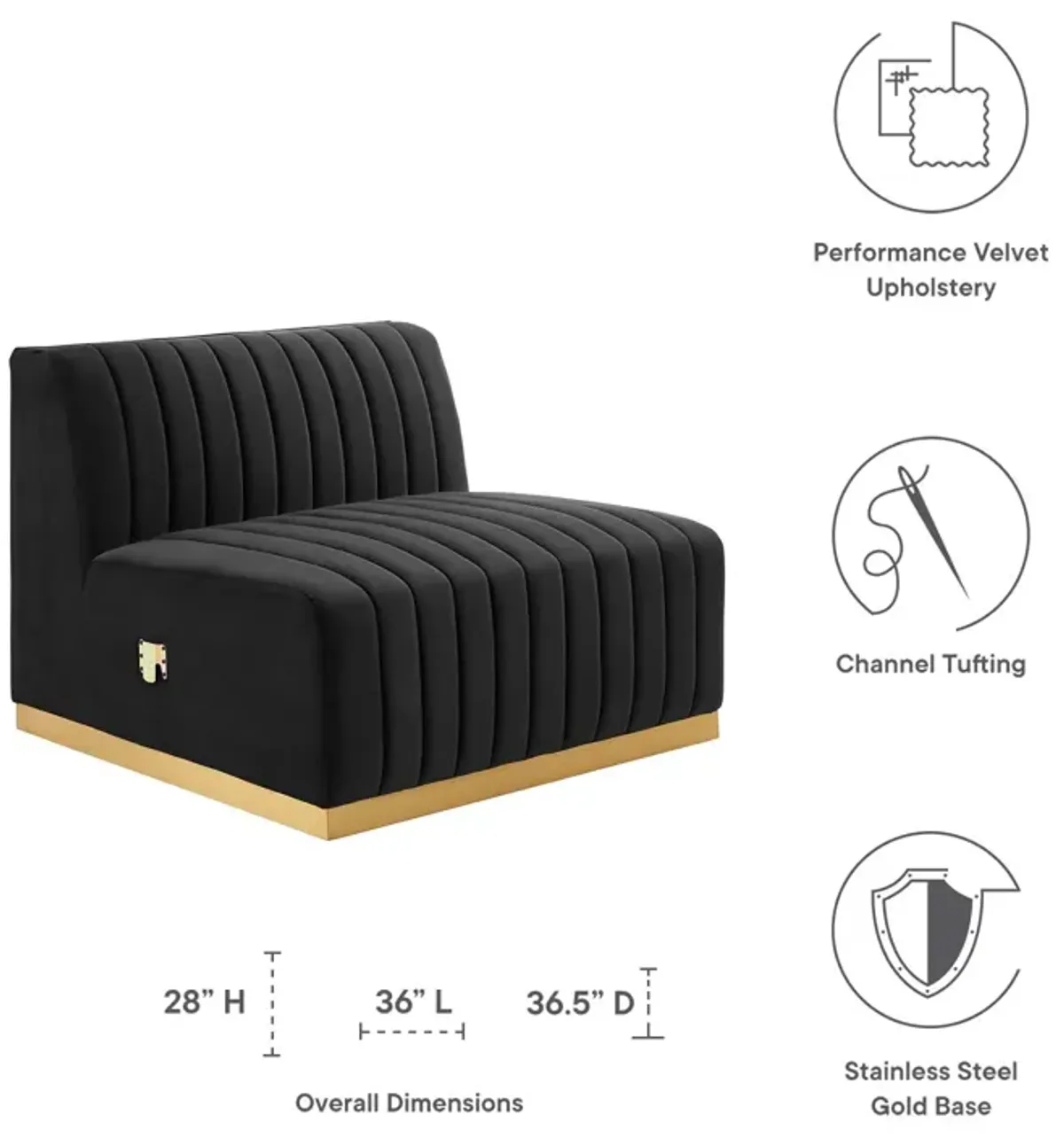 Conjure Channel Tufted Performance Velvet Armless Chair