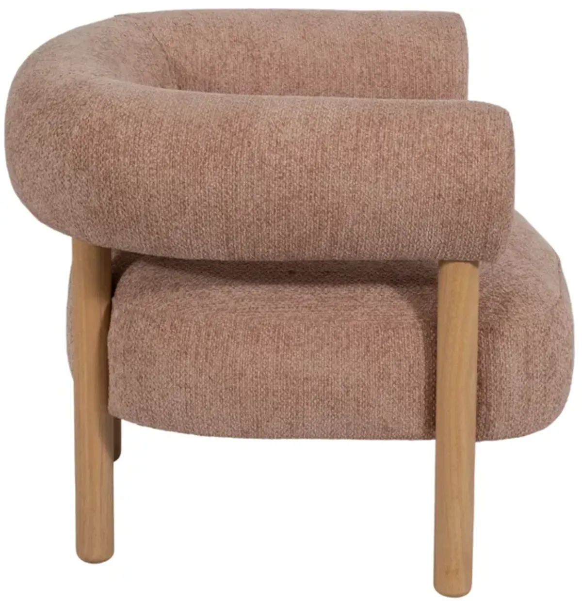 Roundback Accent Chair W/ Wood Legs, Pink