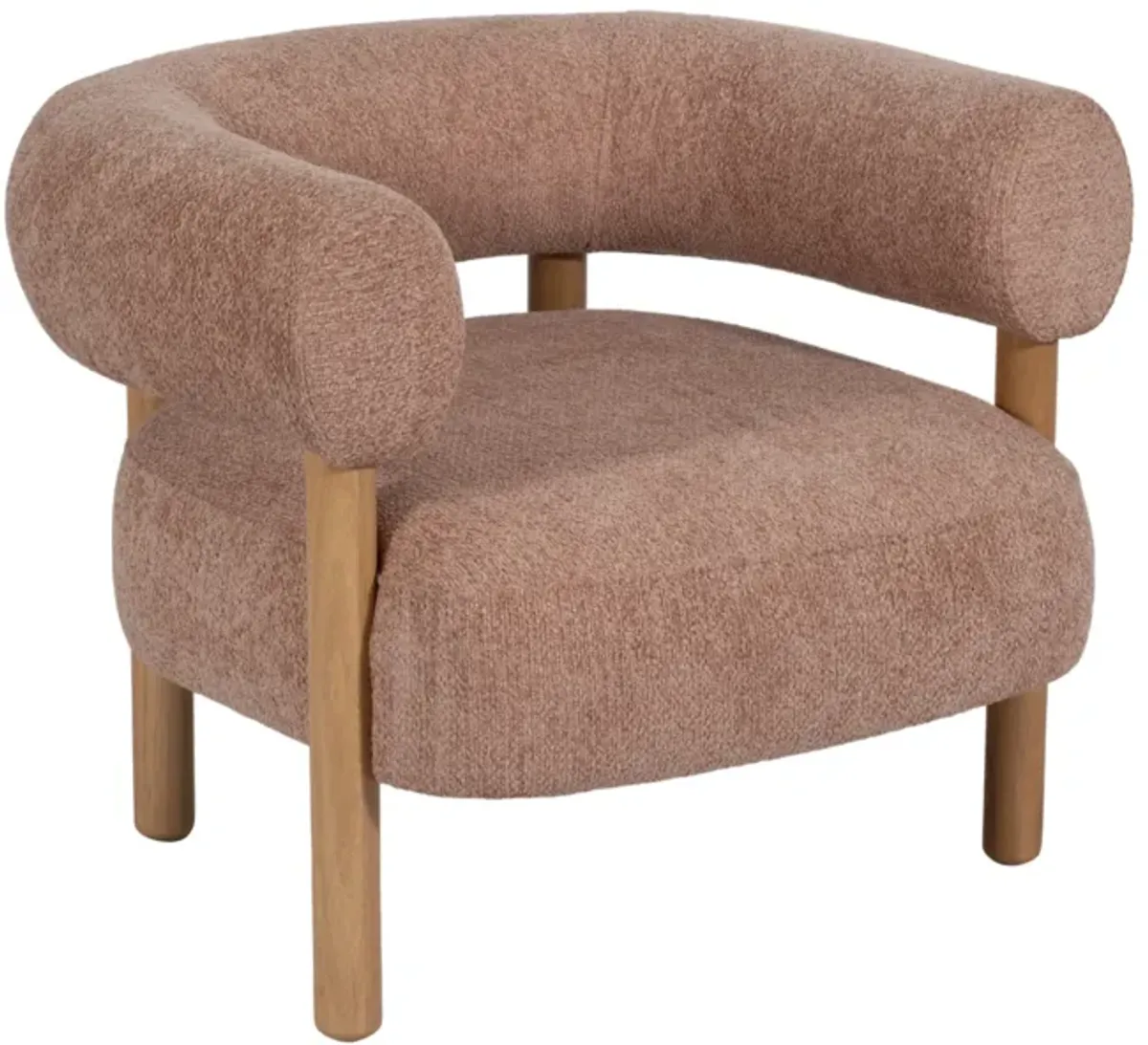 Roundback Accent Chair W/ Wood Legs, Pink