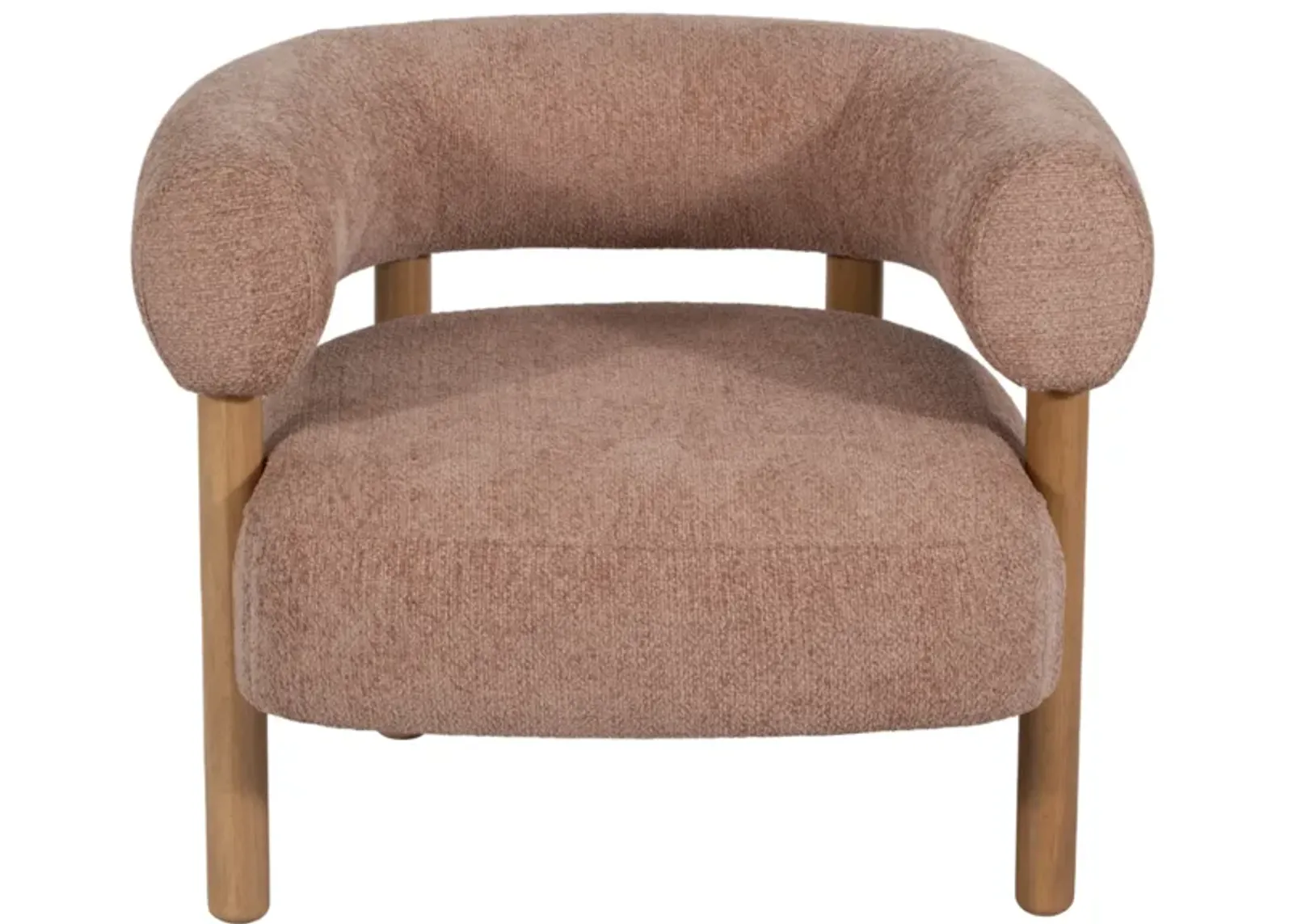 Roundback Accent Chair W/ Wood Legs, Pink