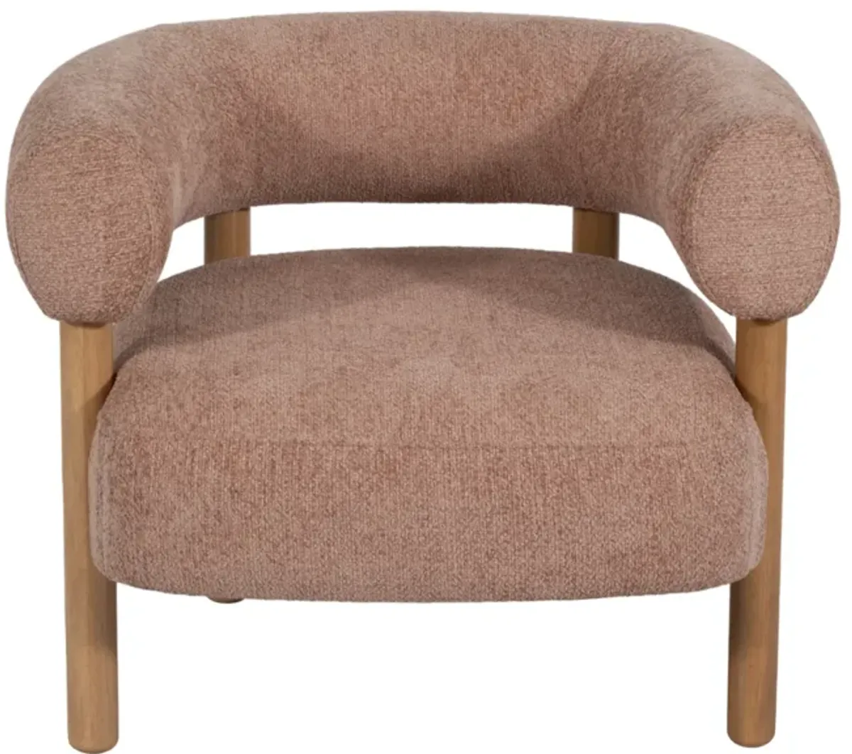 Roundback Accent Chair W/ Wood Legs, Pink